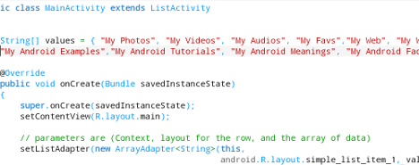  Android example, Array for ListView 