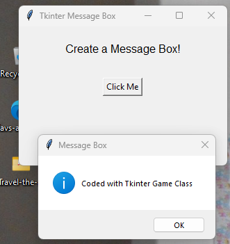 Tkinter Code for Message Dialog Laptop