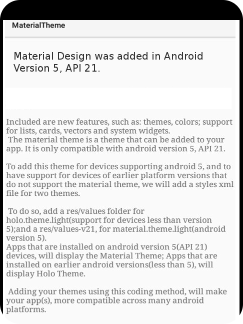 Android Tutorial, Material Design's Material Theme 