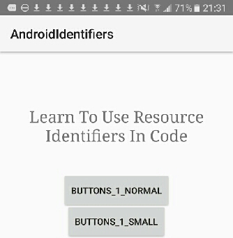 button with text added example  for app resources id