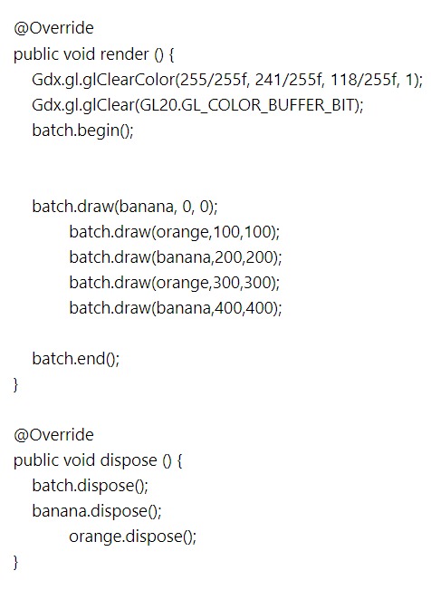 Render method, Libgdx, stack images