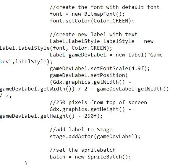 Text Label Stage, create default font